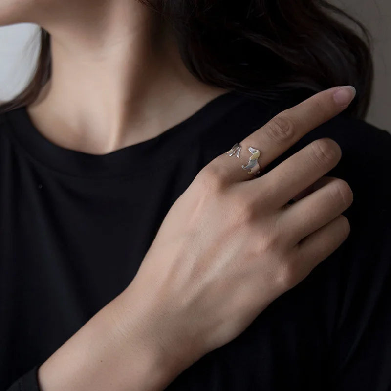 REYA – Eleganter verstellbarer Dackel-Ring aus hochwertigem 925er Sterlingsilber