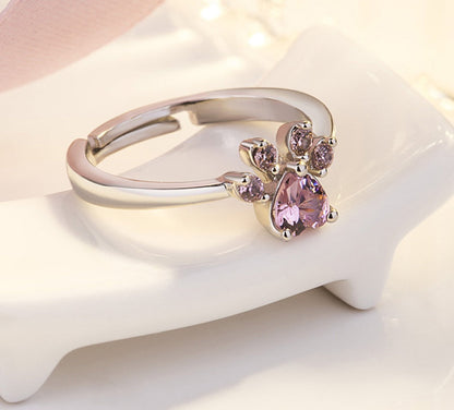 Elegantes TALINA 4-teiliges Roségold Schmuckset mit Pfote & Zirkonia-Herz - Perfektes Geschenk für Tierliebhaber