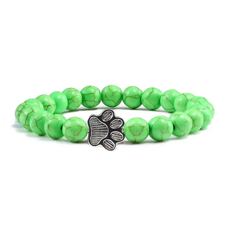 MELIA – Elegantes Perlenarmband mit charmantem Pfotenanhänger aus natürlichem Steinstoff