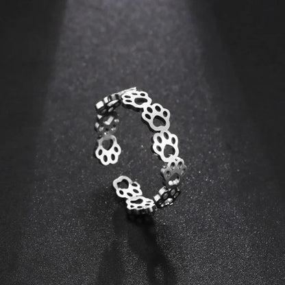 Verstellbarer Edelstahl-Pfotentattoo-Ring – Stilvoller Schmuck für Tierliebhaber