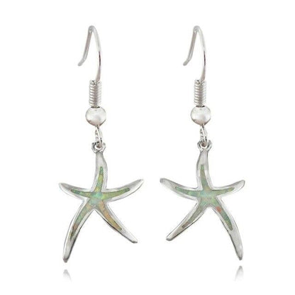 Seestern-Ohrringe aus Opal und Silber